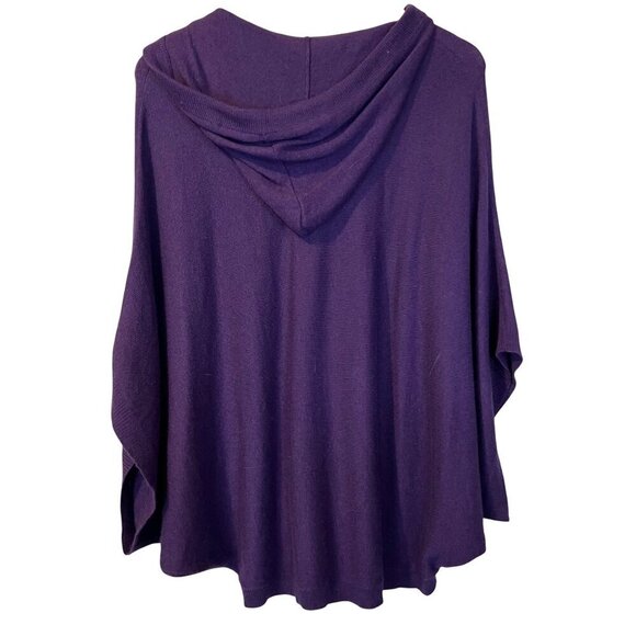 NWT Portolano Purple Hooded Poncho Kangaroo Pocket Wool Angora Cashmere - Picture 2 of 5
